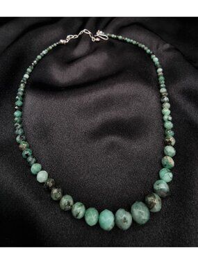 Jay King Mine Finds Natural Emerald Beaded Necklace With Sterling Silver Clasp